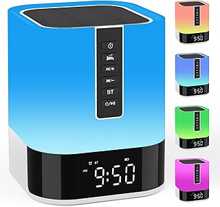 Descubre la Lámpara de Noche Futurista: Reloj Despertador, Altavoz Bluetooth y Luz LED Regulable para un Sueño Perfecto – ¡El Regalo Ideal para Niños!